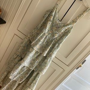 Astr multicolor ruffle eyelet dress EUC slit on side